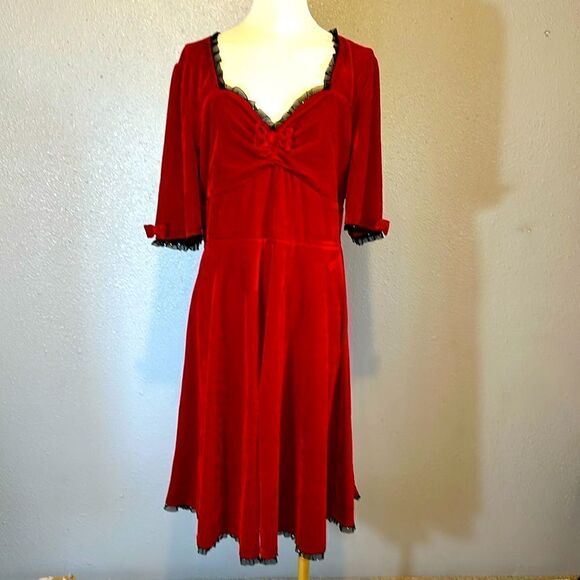 Sourpuss women’s red velvet vivienne dress size XXXL - Picture 3 of 10
